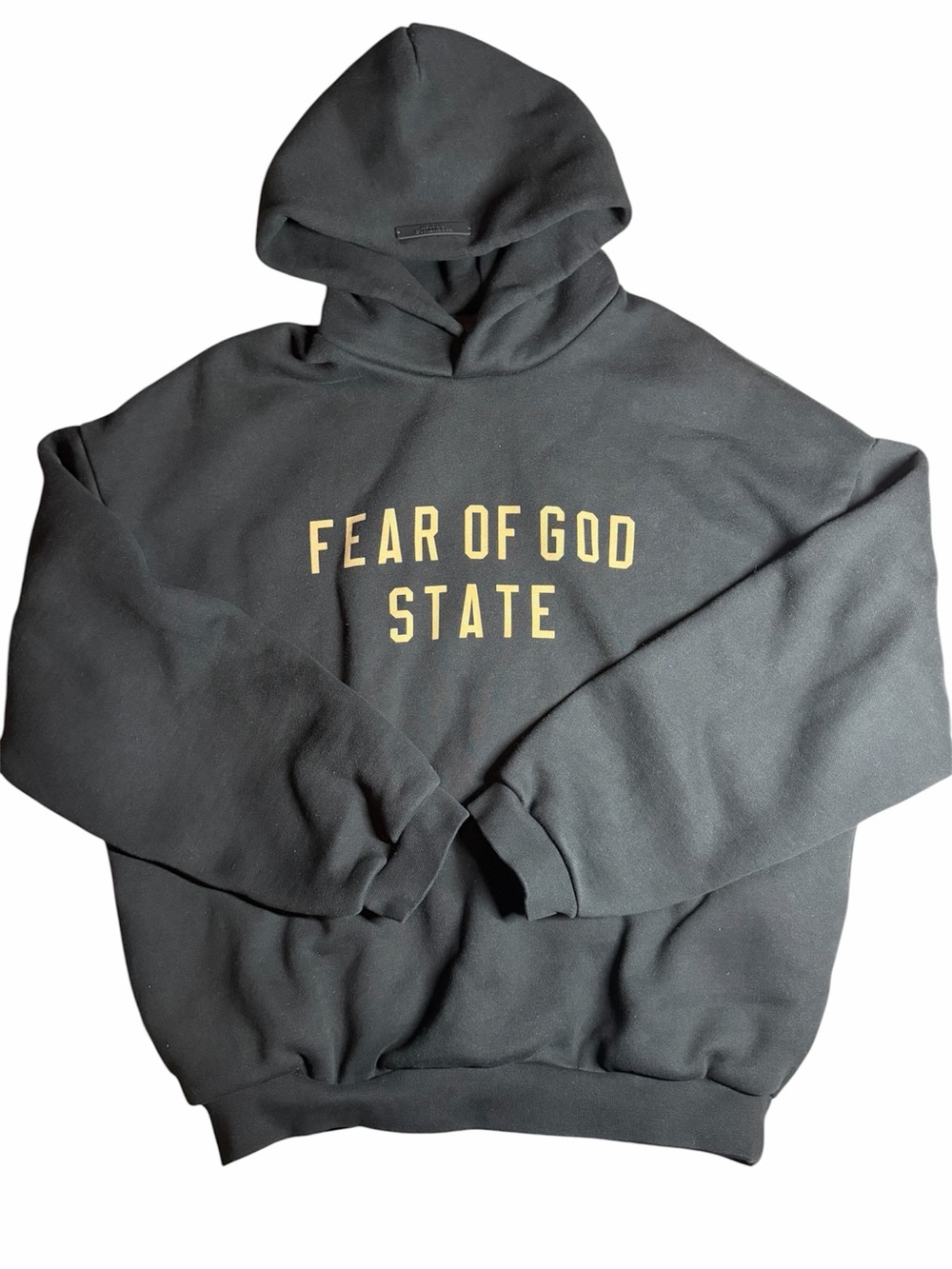 Fear of God Black Crewneck Sweatshirt with Gold Lettering